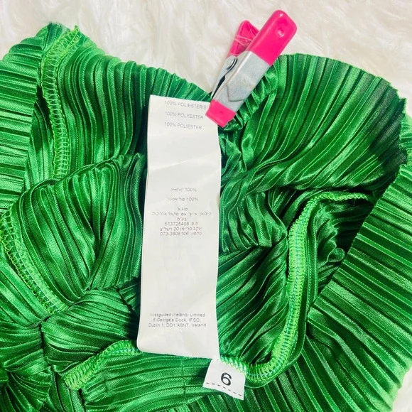 Missguided Womens Plisse Twist Front Plunging Long Sleeve Mini Dress Sz 2 Green - Picture 11 of 13